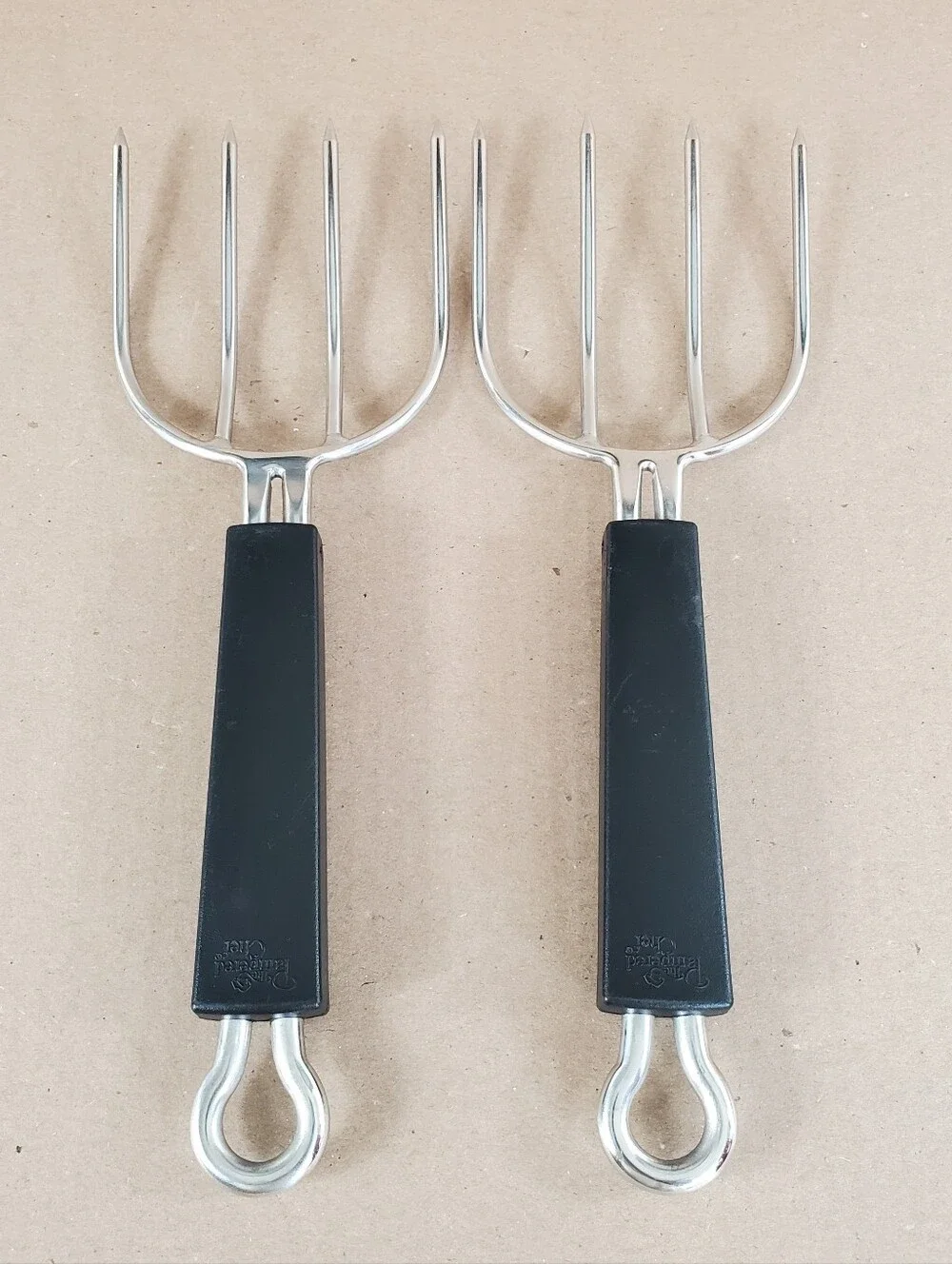 Pampered Chef Meat Fork Lifter Shredder Stainless Steel With Prong Covers
